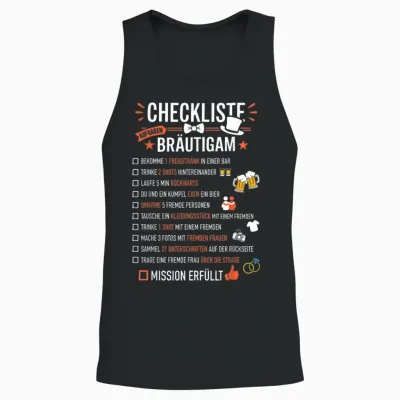 Checkliste Bräutigam Aufgaben Junggesellenabschied Jga Unisex Tank Top - Black