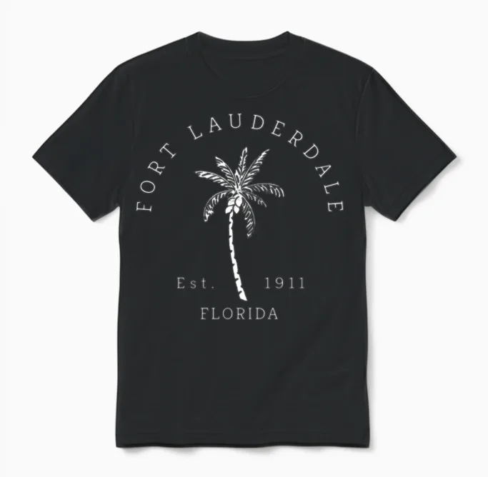 Original Fort Lauderdale Palm Tree Novelty Unisex T-Shirt in Black