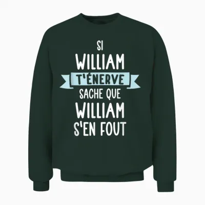 Gift Man Humour Name Personalised William T-Shirt, Black, S Unisex Sweatshirt - Forest