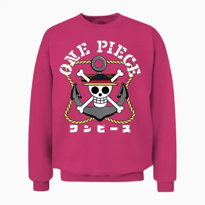 One Piece Anime Front and Back Anchor Logo and Crew Items Unisex Sweatshirt - Heliconia