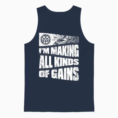 Making All Kinds of Gains Unisex Tank Top - Navy