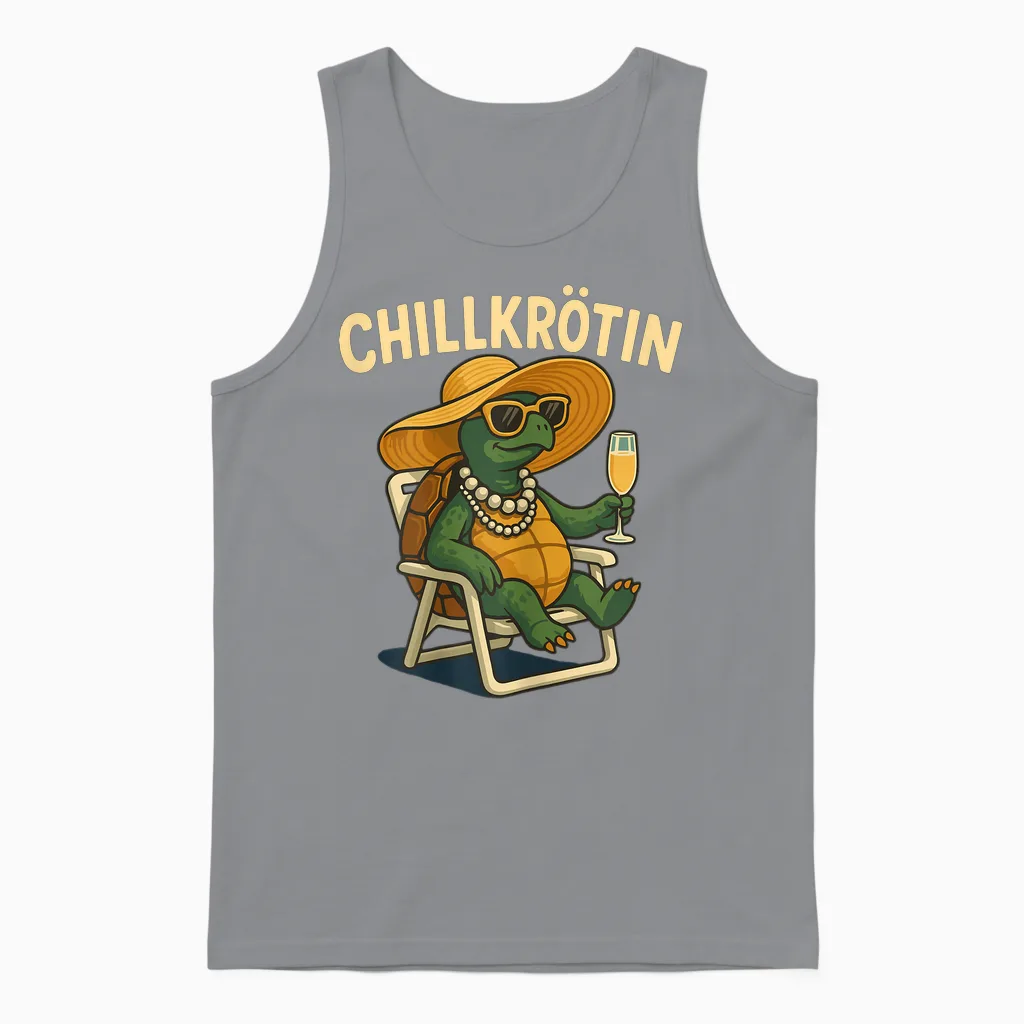 Funny T-Shirt with Chill Turtle Unisex Tank Top in Sport Grey