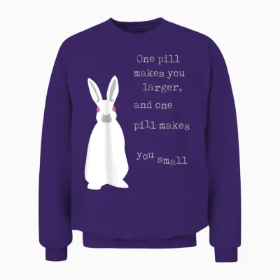 Lyriclyfe T-Shirt White Rabbit Unisex Sweatshirt - Purple