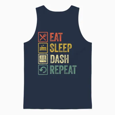 Video Game Eat Sleep Dash Repeat Geometry Gamer T-Shirt, Black, S Unisex Tank Top - Navy