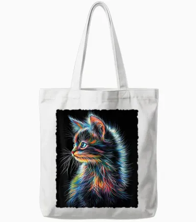 Süße Bunte Baby Katze Fantasy Kunst Tote Bags - White
