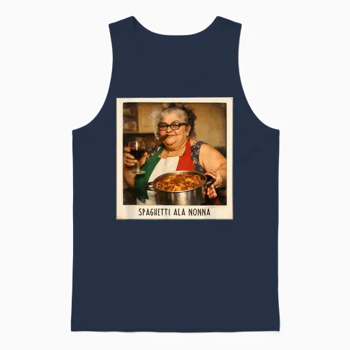 Spaghetti Ala Nonna Lustiges Italienische Pasta Oma Retro Unisex Tank Top in Navy