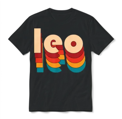 Retro Leo Name Unisex T-Shirt - Black