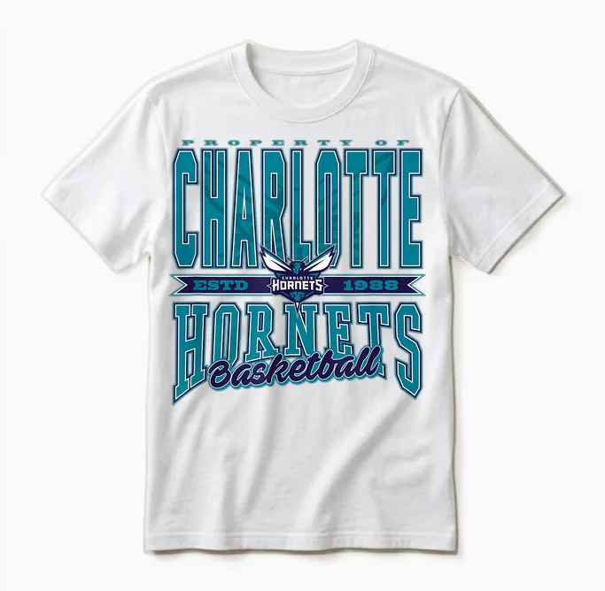 Nba Charlotte Hornets : Action Continue Unisex T-Shirt in White