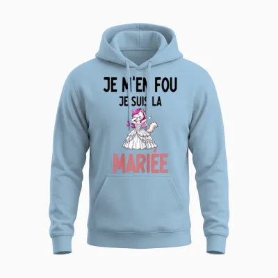Evjf Je M'en Fou Je Suis La Mariée Chat Dab Humour Unisex Hoodie - Light Blue