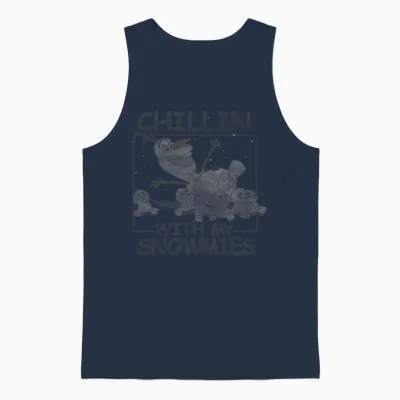 Disney Frozen Olaf Chillin with My Snowmies Portrait T-Shirt Small Unisex Tank Top - Navy