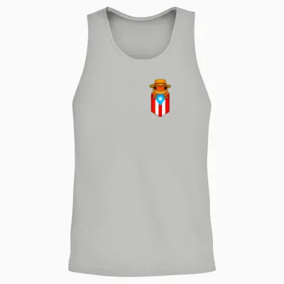 Jibaro Coqui Frog Puerto Rico Flag Boricua Pocket Borinquen Unisex Tank Top - Ash