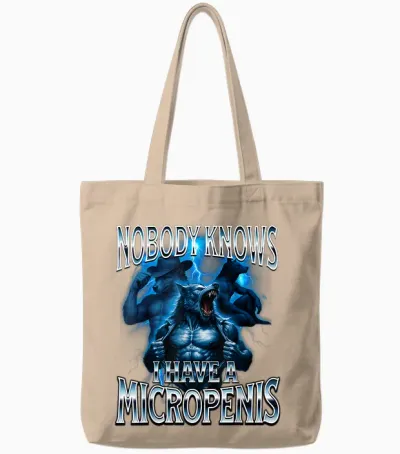 Micro Funny Inappropriate Men Rude Wolf Embarrassing Tote Bags - Natural