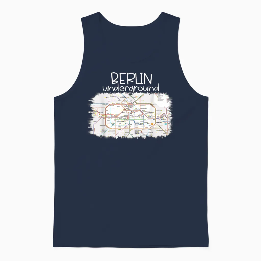 Berlin Underground Touristen Souvenir Andenken Berlin U-Bahn Unisex Tank Top in Navy