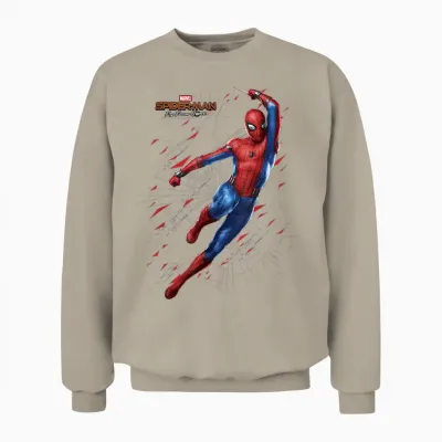 Marvel Spider-Man Far from Home Web Swing Shatter Portrait Unisex Sweatshirt - Sand