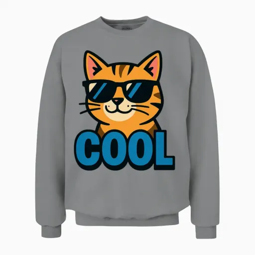 Retro Cool Cat Lovers Gift Unisex Sweatshirt in Sport Grey