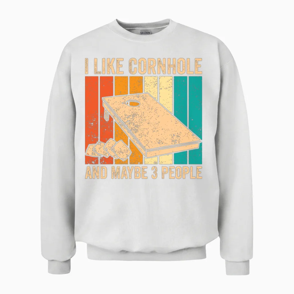 Funny Cornhole Retro Unisex Sweatshirt - White