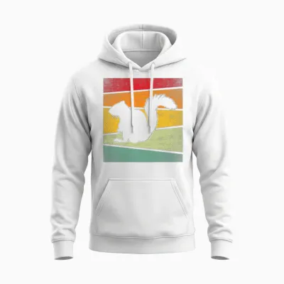 Squirrel Retro Unisex Hoodie - White