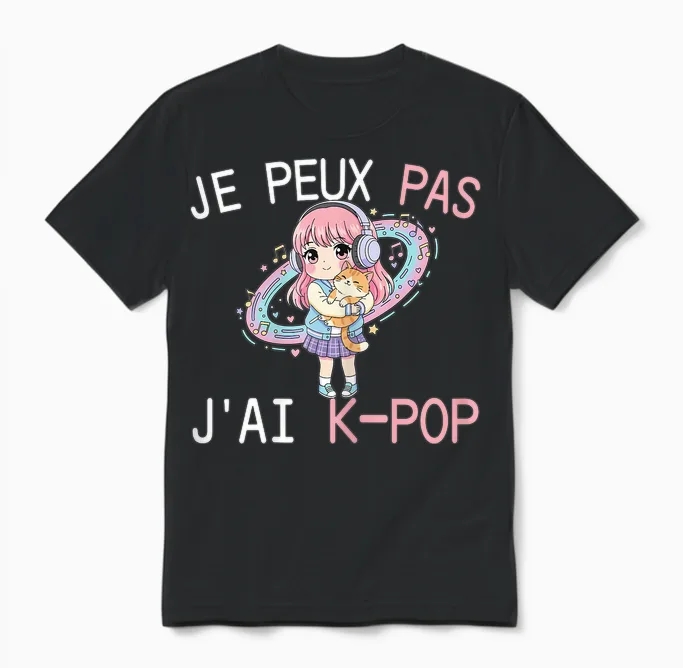 Je Peux Pas J'ai K-Pop Fan Kpop Music Girl K Pop Unisex T-Shirt in Black