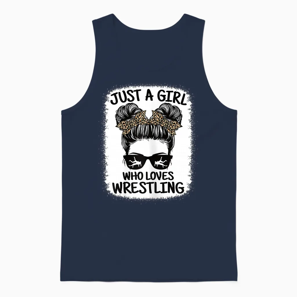 Just a Girl Who Loves Wrestling Funny Wrestle Lover Wrestler Unisex Tank Top in Navy