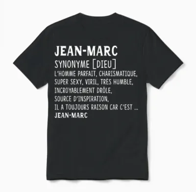 Man Humor Name Custom Jean-Marc Definition T-Shirt, Black, S Unisex T-Shirt - Black