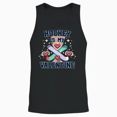 Hockey Is My Valentine Funny Hockey Valentines Unisex Tank Top - Black