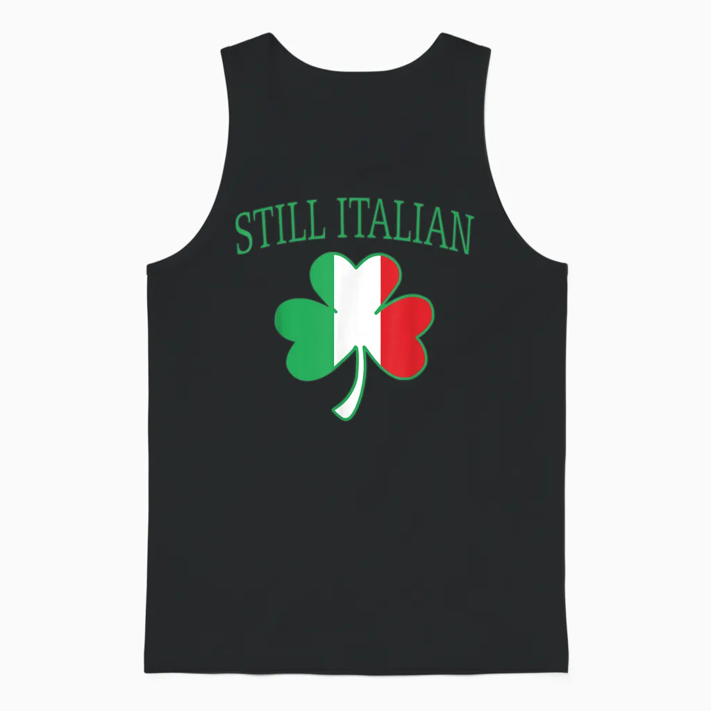 Still Italian Shamrock St Patrick's Day Italy Flag Clover Unisex Tank Top in Black