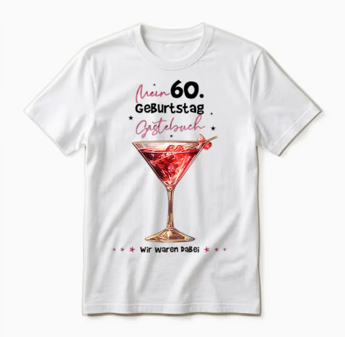 Women's 60th Birthday Guest Book Gift for 60th Birthday Woman T-Shirt, White Unisex T-Shirt in White