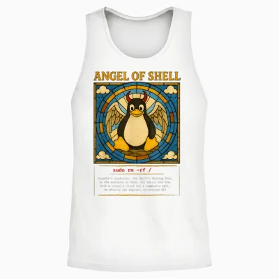 Angel of Shell Linux Funny Sysadmin Tux Penguin Unisex Tank Top - White