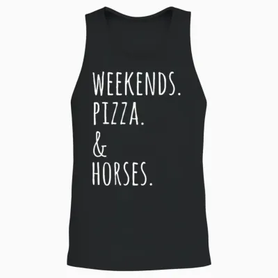 Weekends Pizza and Horse Unisex Tank Top - Black