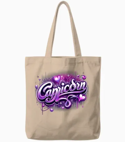Zodiac Sign Capricorn Pink and Purple Tote Bags - Natural
