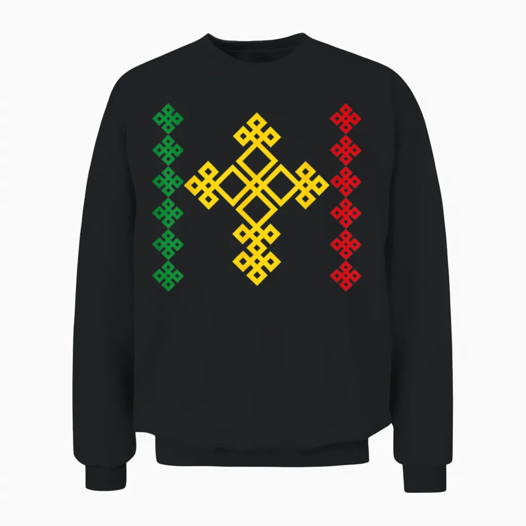 Ethiopian Cross Ethiopia T-Shirt, Black, S Unisex Sweatshirt in Black