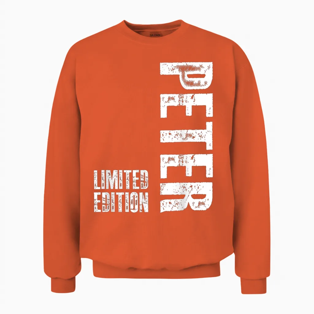 Herren T-Shirt - Schwarz - S - Eu 34/36 - Peter Geburtstag Geschenk - Personalisiert Und Novel - Unisex-Erwachsene, Unisex-Kinder - Männer Unisex Sweatshirt in Orange