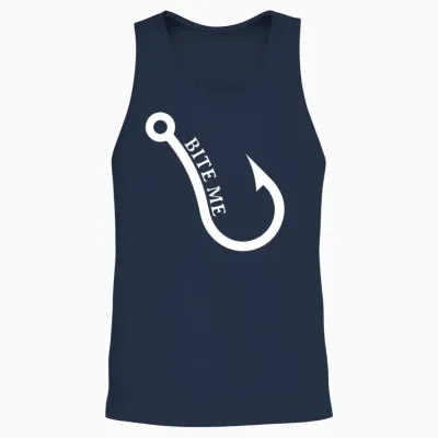 Bite Me Fish Hook for Fisher with a Fishing Hook Unisex Tank Top - Navy
