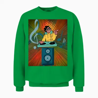 Groove with the Cool Retro Dj Unisex Sweatshirt - Irish Green