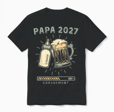 Futur Papa 2027 Chargement Annonce Bebe Bientôt Papa Unisex T-Shirt - Black