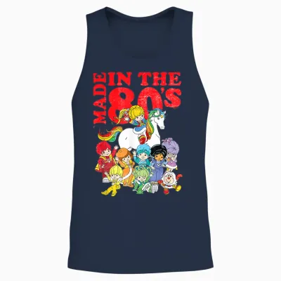 Rainbow Brite Made in the 80's Distressed Group Shot Unisex Tank Top - Navy