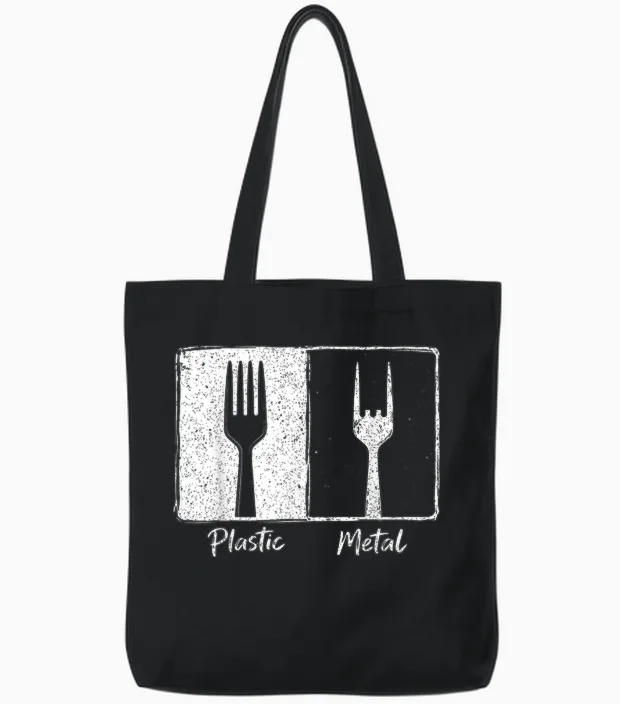 Plastique Métal Rock N Roll Funny Rock Music Guitare Punk Music Tote Bags in Black