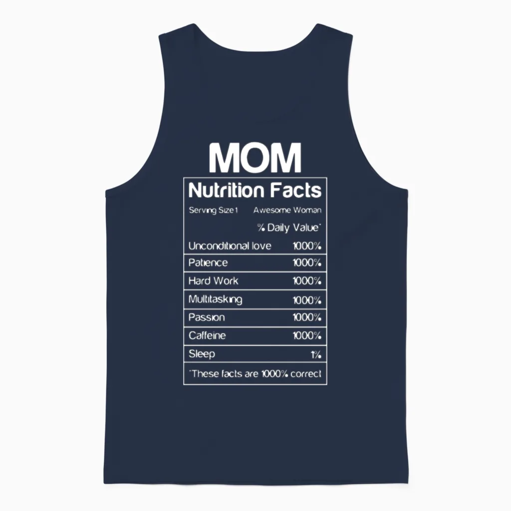 Thanksgiving Christmas Funny Mom Nutrition Facts Unisex Tank Top in Navy