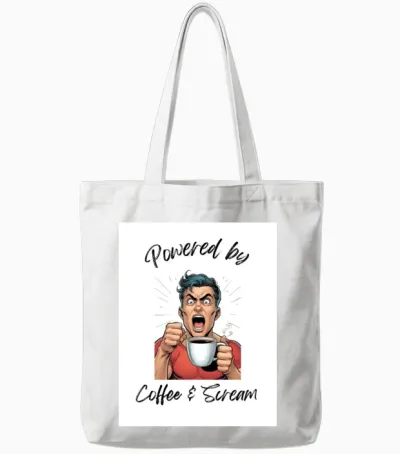 Powered by Coffee & Scream Tote Bags - White