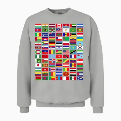 All Countries Flags of the World 287 Flag International Unisex Sweatshirt - Ash