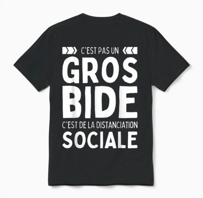 Humour J'ai Pas Gros Bide Homme Femme Anti Sociale Distance Unisex T-Shirt in Black