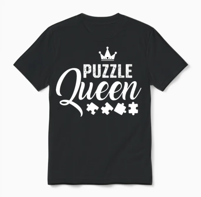 Puzzle Queen Puzzle Enthusiast Gift Unisex T-Shirt in Black