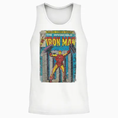 Iron Man Classic Retro Comic Vintage Cover Graphic Unisex Tank Top - White