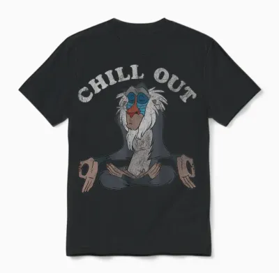 Disney the Lion King Rafiki Chillout Meditation T-Shirt, Black, S Unisex T-Shirt - Black