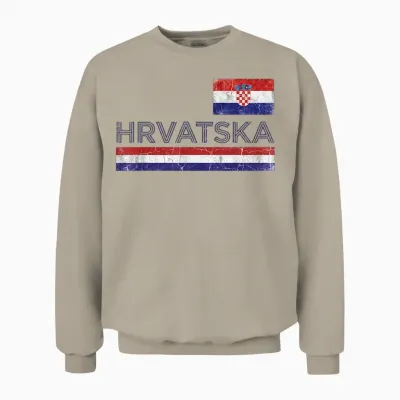 Croatie Tshirt Balkans Hommes Croate Zagreb Hrvatska Unisex Sweatshirt - Sand