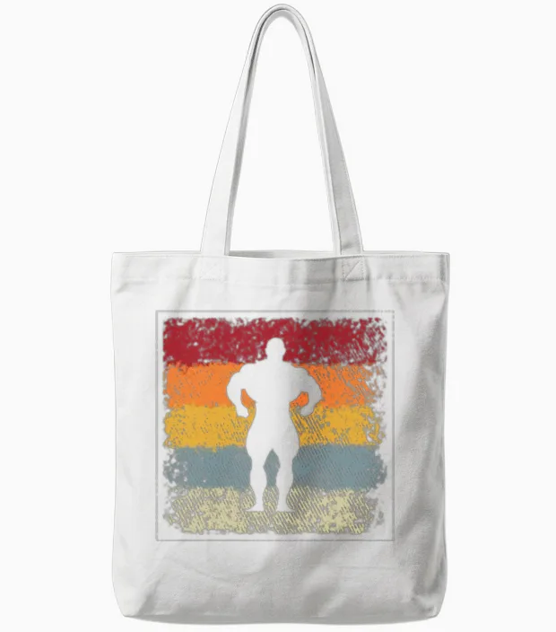 Bodybuilding Retro Gym & Lifting Tote Bags in White