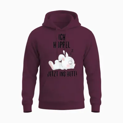 Ich Hoppel Jetzt Ins Bett Kaninchen Schlafshirt Hasen Unisex Hoodie - Maroon