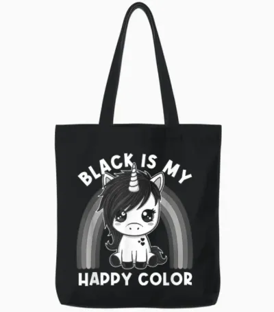 Black Is My Happy Color Gothic Girl Emo Gothic Einhorn Tote Bags - Black