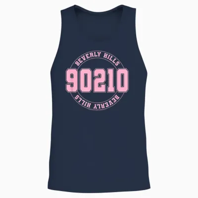 Beverly Hills 90210 Collegiate Mirrored Image Logo Unisex Tank Top - Navy