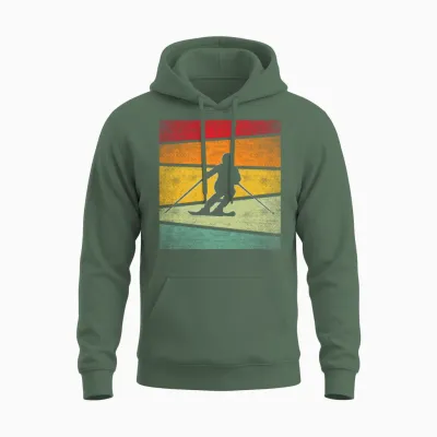 Ski Retro Unisex Hoodie - Military Green